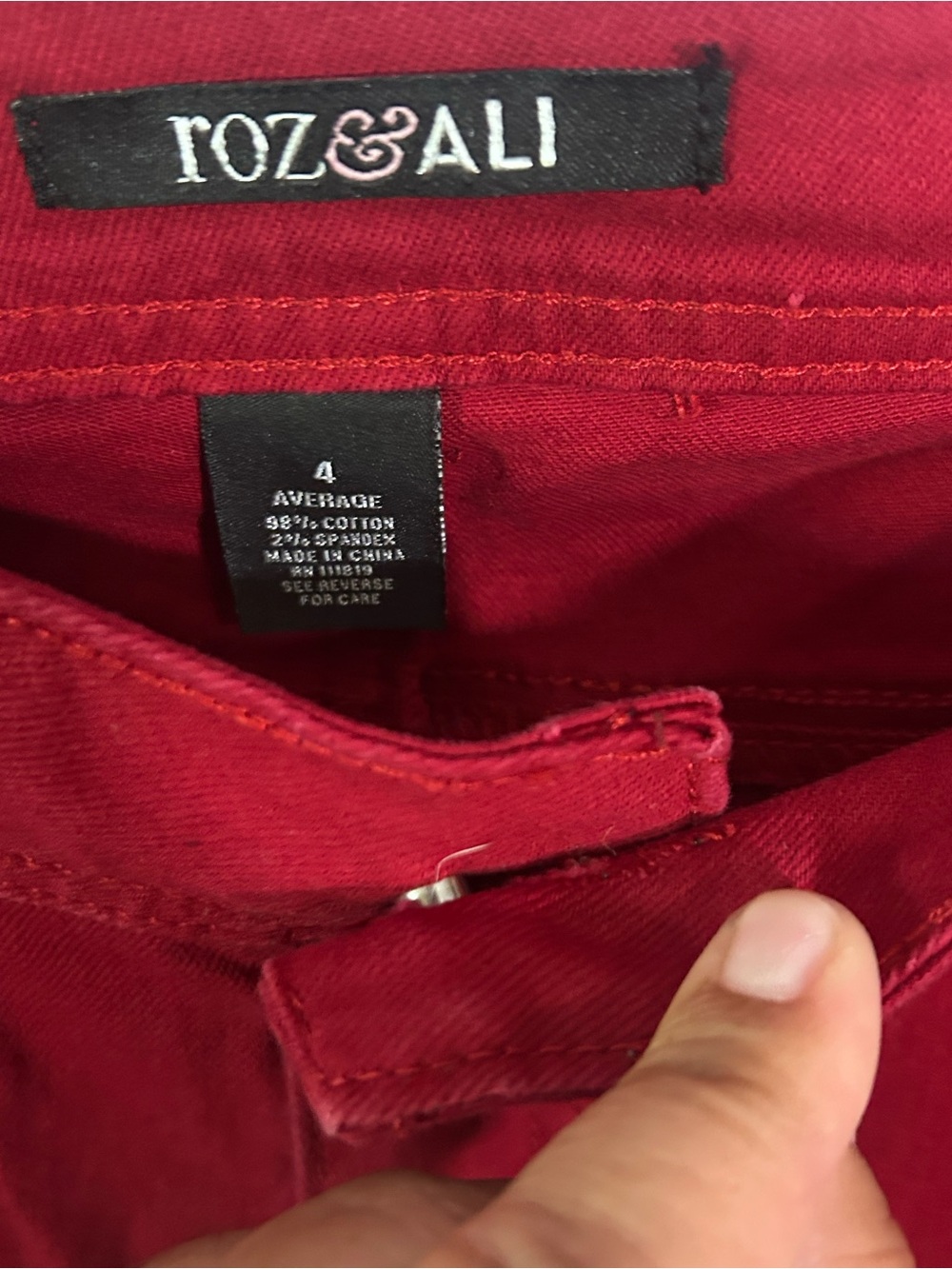 Roz & Ali Red Women’s Skinny Jeans - Picture 3 of 4